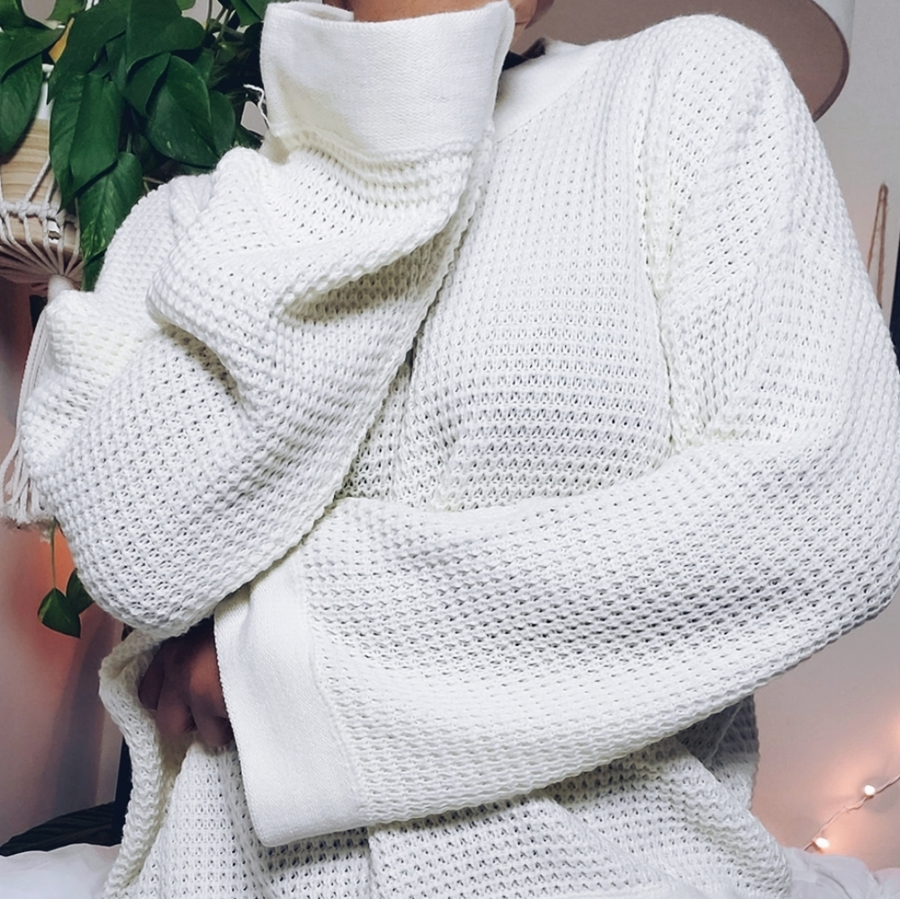 Ivory Stretchy Knit Sweater Bell Sleeves NWOT